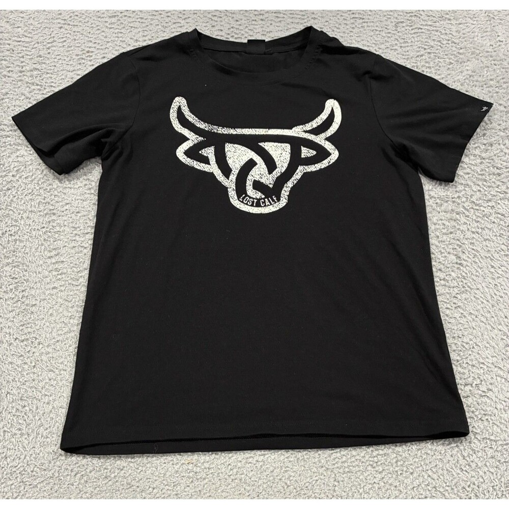 Lost Calf Shirt Mens Med Black Short Sleeve Tee Logo Western Cowboy